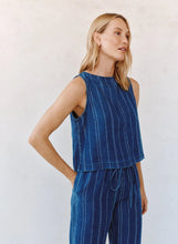 Load image into Gallery viewer, Bella Dahl Sleeveless Button Back Top - Indigo Stripe