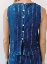Load image into Gallery viewer, Bella Dahl Sleeveless Button Back Top - Indigo Stripe