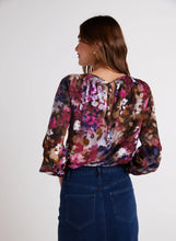 Load image into Gallery viewer, Bella Dahl Smocked Neck Raglan Sleeve Top - Twilight Fleur Print