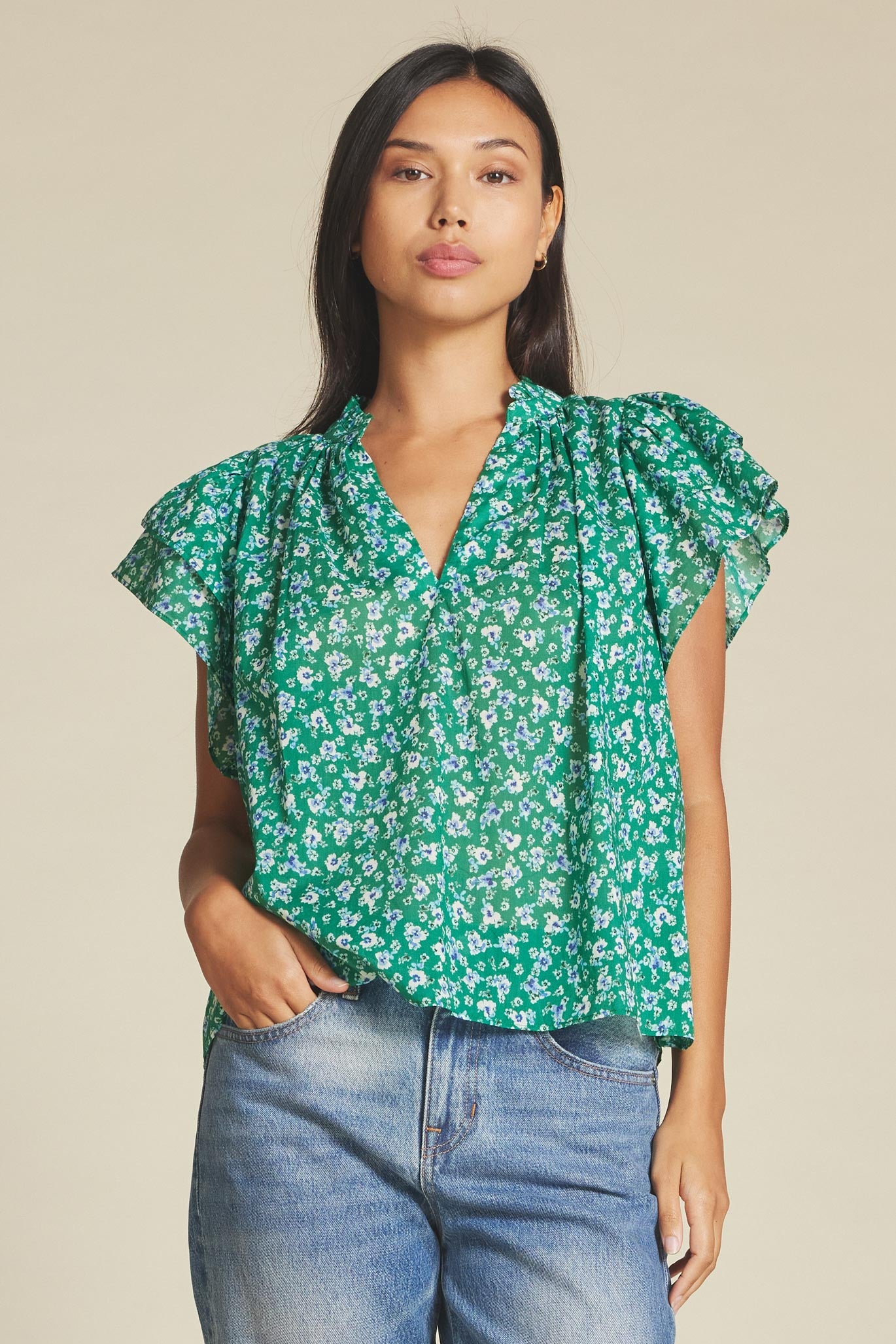 Trovata Clover Blouse - Spirulina Flower