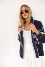 Load image into Gallery viewer, Marea Nautical Intarsia Shawl Cardigan - Navy