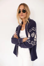 Load image into Gallery viewer, Marea Nautical Intarsia Shawl Cardigan - Navy