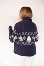 Load image into Gallery viewer, Marea Nautical Intarsia Shawl Cardigan - Navy