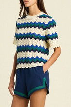 Load image into Gallery viewer, Trovata Jules Sweater T-Shirt - Teal Stripe