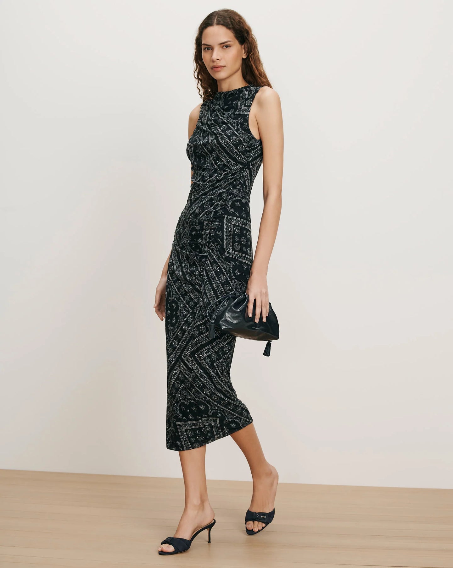 veronica beard midi dress Veronica Beard Sylviani Floral Midi Dress | Ice Blue Multi