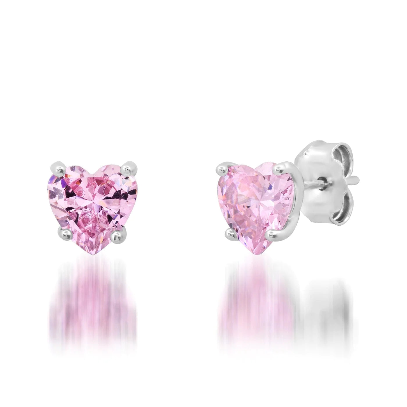 Tai Glass Heart Studs - Pink