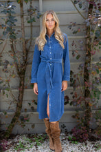 Load image into Gallery viewer, Marea Teagan Corduroy Shirtdress - Indigo