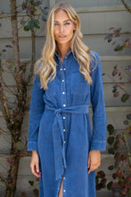 Load image into Gallery viewer, Marea Teagan Corduroy Shirtdress - Indigo