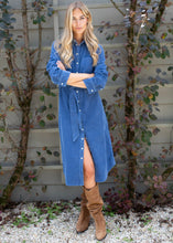 Load image into Gallery viewer, Marea Teagan Corduroy Shirtdress - Indigo