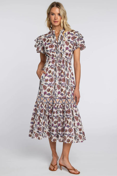 Elizabeth James the Label Delia Dress - Ivory Cactus Flower