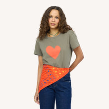 Load image into Gallery viewer, Kerri Rosenthal Suke Imperfect Heart Tee - Army Green Tomato