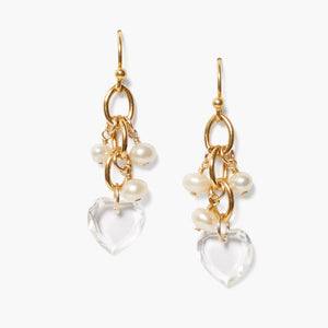 Chan Luu Heart & Pearl Cascade Earrings