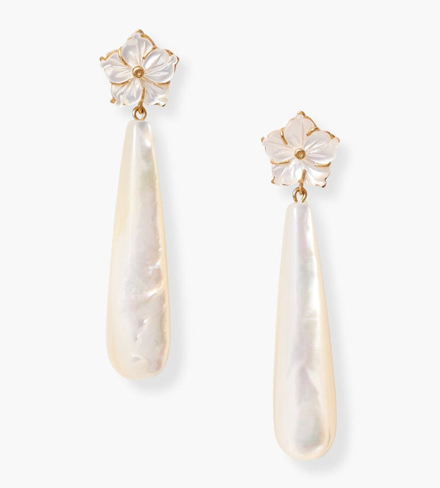 Chan Luu Flower Drop Earrings - White Mother of Pearl