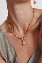 Load image into Gallery viewer, Chan Luu White Pearl &amp; Turquoise Charm Necklace - Gold