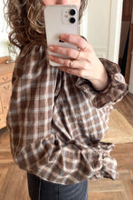 Load image into Gallery viewer, Emerson Fry Relaxed Ruffle Top - Cocoa Plaid