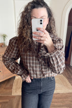 Load image into Gallery viewer, Emerson Fry Relaxed Ruffle Top - Cocoa Plaid