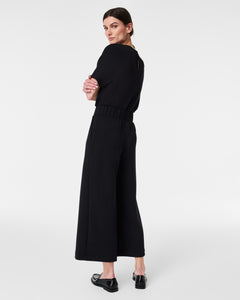 Spanx Airessentials Cropped Wide-leg Jumpsuit - Very Black