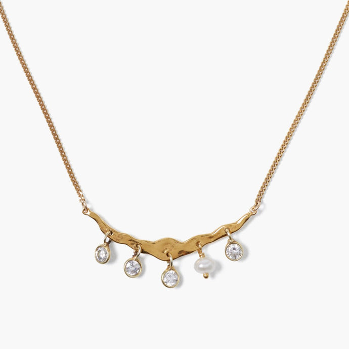 Chan Luu Crystal Crescent Necklace - Yellow Gold