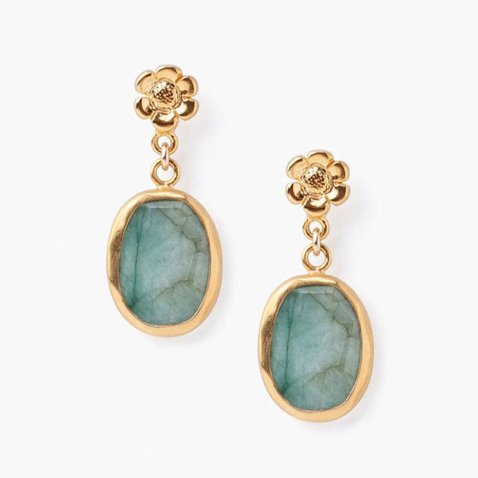 Chan Luu Flower Drop Earrings - Emerald