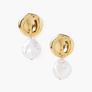 Chan Luu Tiered Coin Earrings - White Keshi Pearl