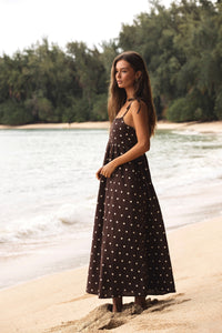 Beach Riot Valory Maxi Dress Women's Dress Brown Polka Dot : XS