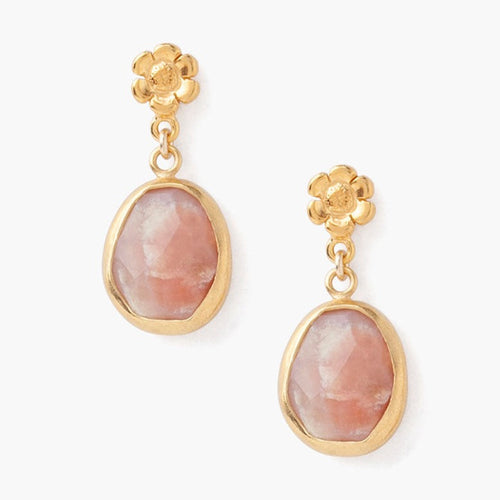 Chan Luu Flower Drop Earrings - Pink Opal