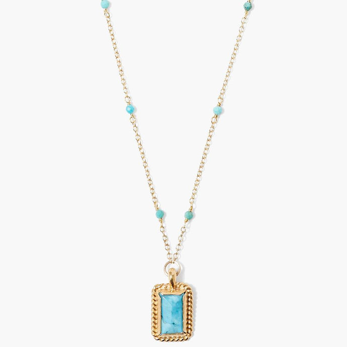 Chan Luu Beaded Bezel Wrapped Stone Necklace - 2 Colors