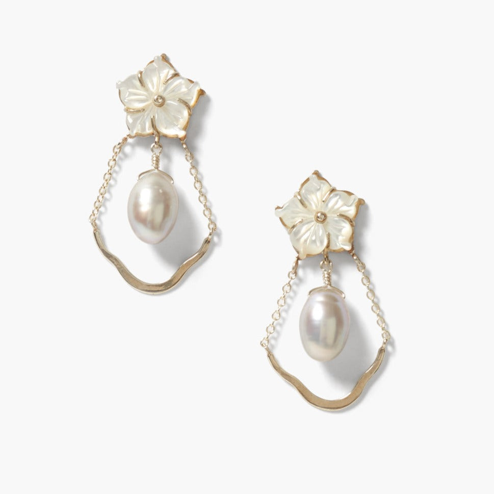 Chan Luu Chandelier Mother of Pearl Earrings Grey Pearl Luck