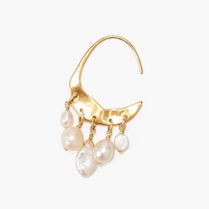 Chan Luu Petite Crescent Hoop Earrings - White Pearl