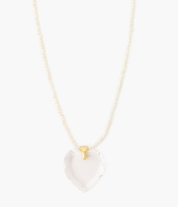 Chan Luu Pearl & Crystal Heart Necklace