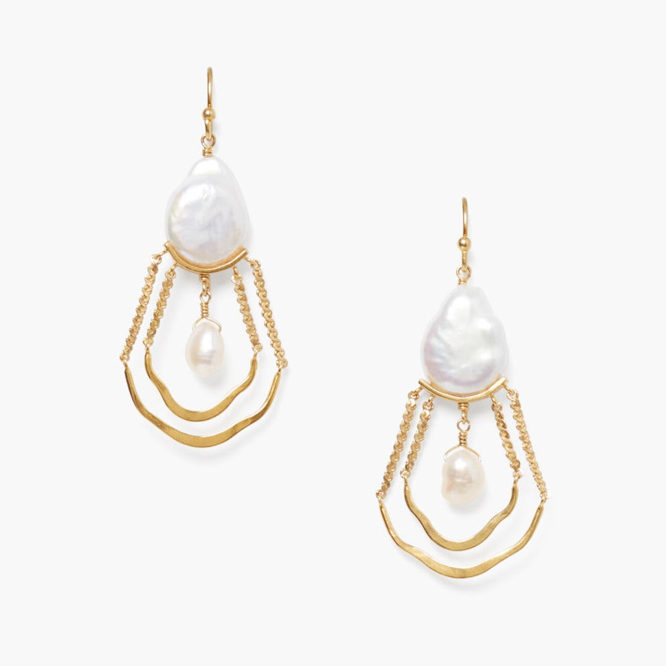 Chan Luu Chandelier White Pearl Earrings