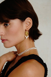 Chan Luu Medusa Earrings - Gold White Pearl