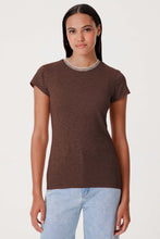 Load image into Gallery viewer, Goldie S/S Metallic Ringer Tee - Coffee Multi