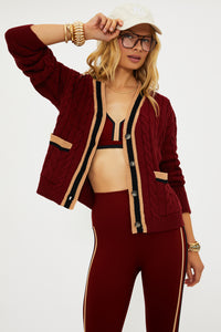 Beach Riot Gene Cardigan - Maroon Merlot Colorblock