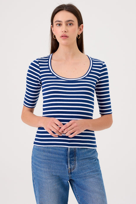 Goldie Rib Half Sleeve Scoop - 2 Colors