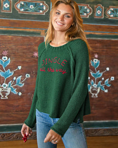 Wooden Ships Jingle Raglan Crew Chunky - Green/Red Ginger