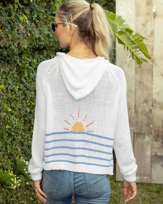Wooden Ships Sunrise Zip Hoodie Cotton - Breaker White Striped