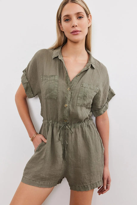 Velvet Clare Linen Romper - 2 Colors