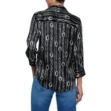 Load image into Gallery viewer, L'Agence Dani Silk Blouse - Black/Silver Cable Chain Print