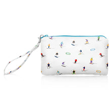 Load image into Gallery viewer, Hi, Love Travel Zip Wristlet - Dancing Skiers with Goggles