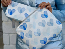 Load image into Gallery viewer, Hi, Love Travel Set of Two Organizational Pouches - &quot;Language of Love&quot; in Shades of Blue