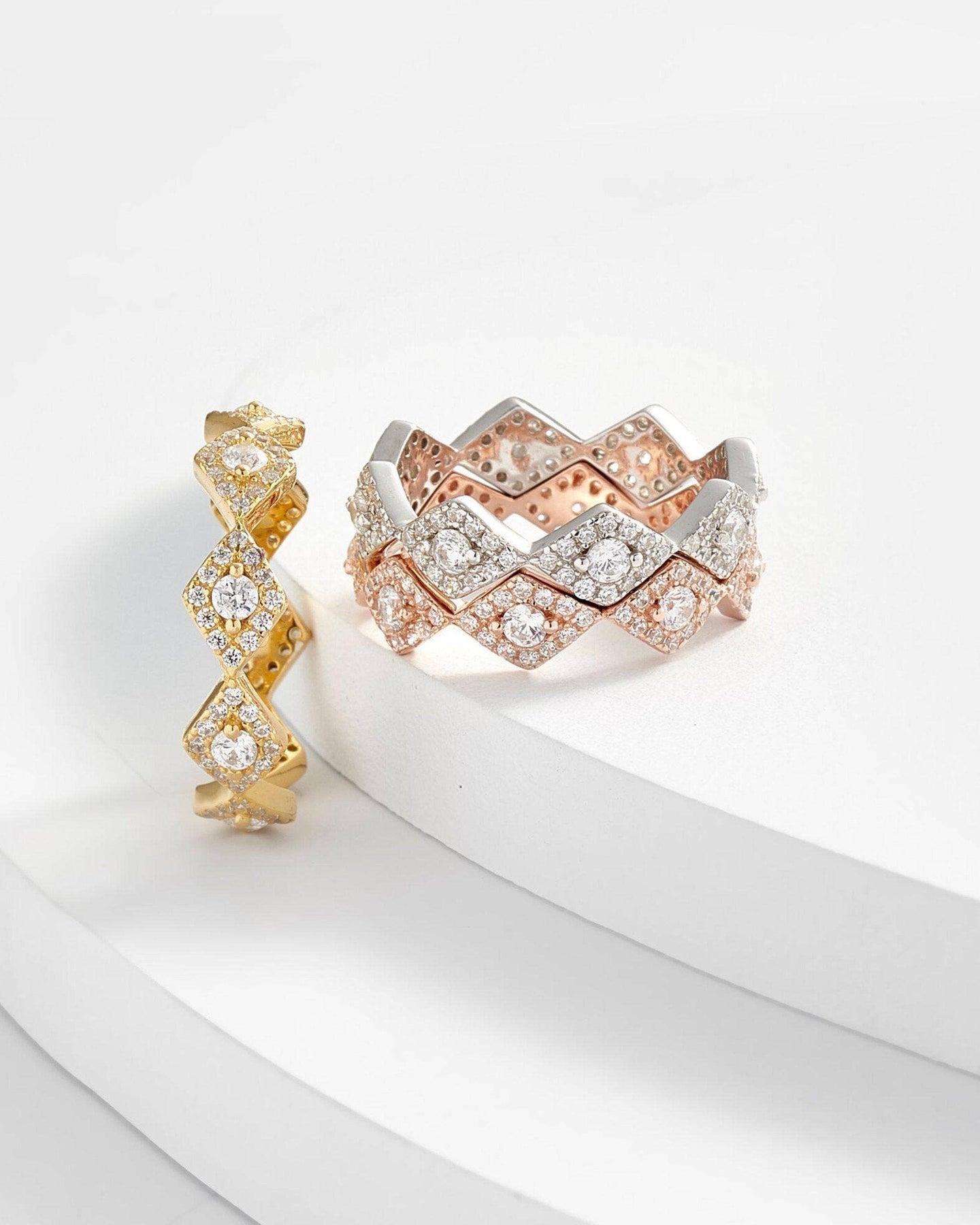 Kosa Jewels Kelly Stackable Diamond - Trio Rings