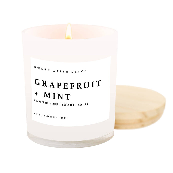 Sweet Water Decor Soy Candle + Wood Lid - Grapefruit + Mint