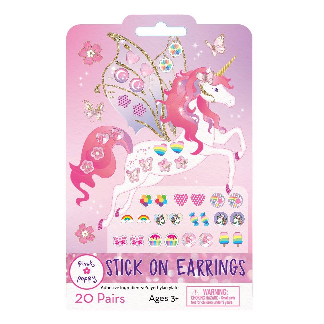 Pink Poppy Unicorn Princess Stick On Earrings