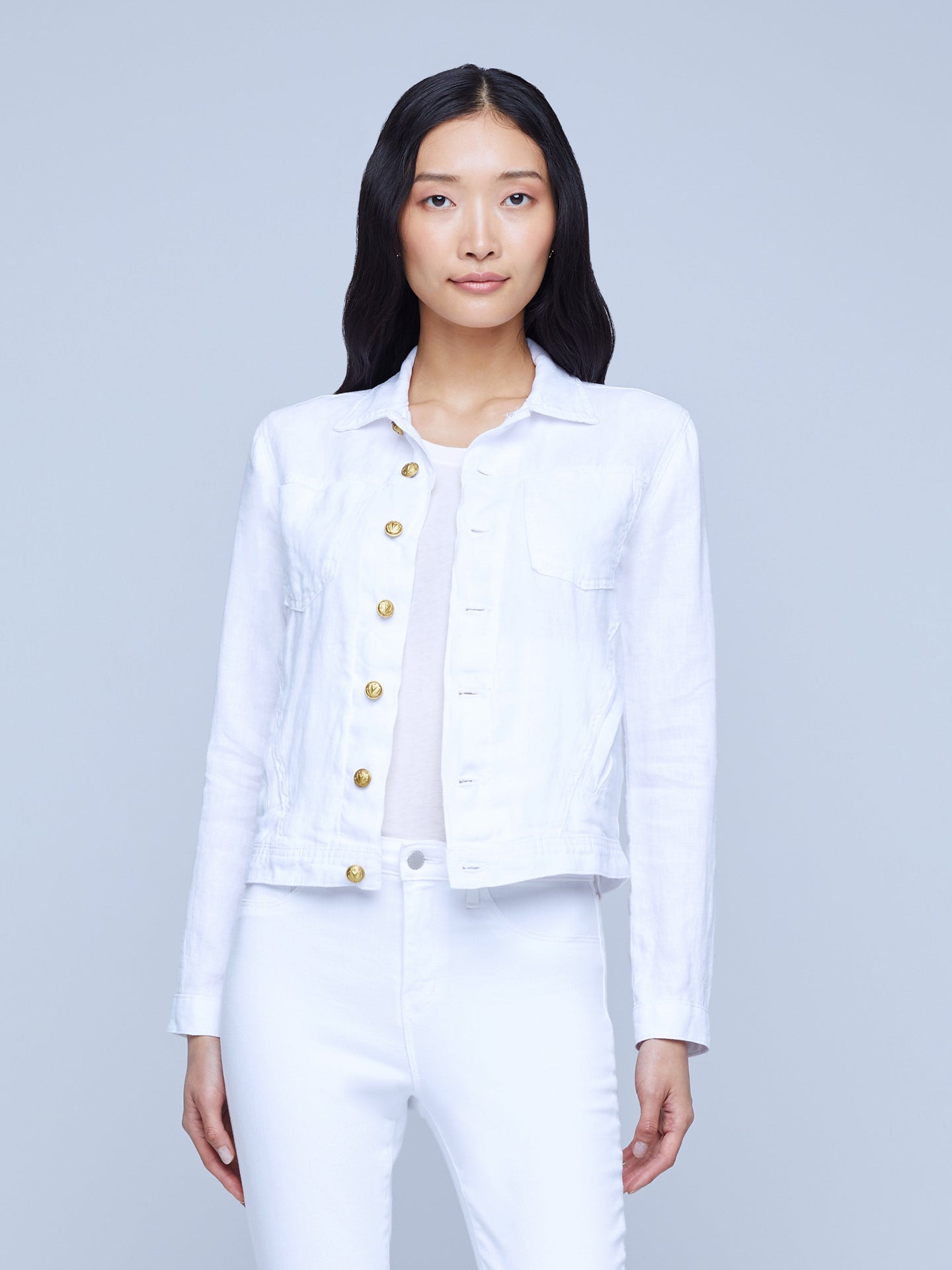 L'Agence Celine Linen Jacket - Blanc