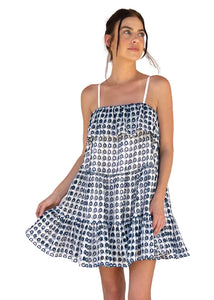 Solid & Striped The Nyla Dress Eyelet - Marshmallow/Lapis Blue