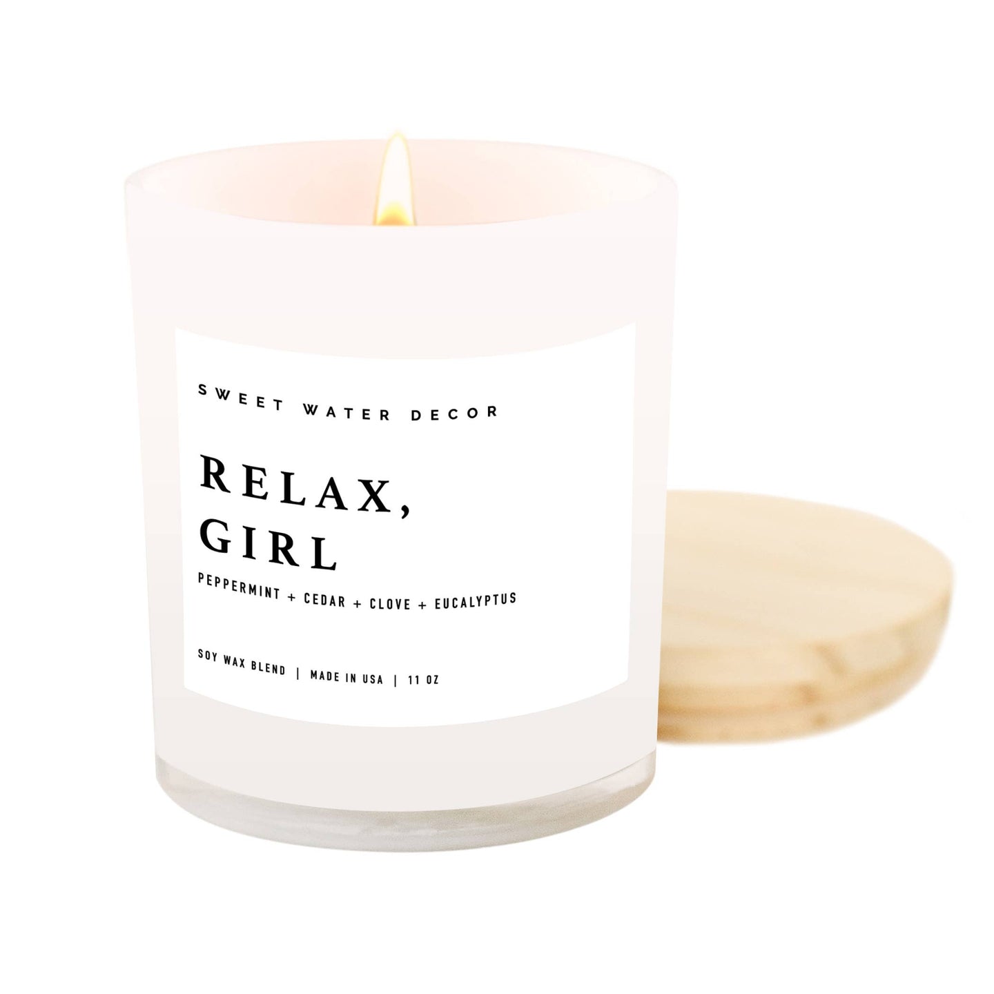 Sweet Water Decor Soy Candle + Wood Lid - Relax, Girl