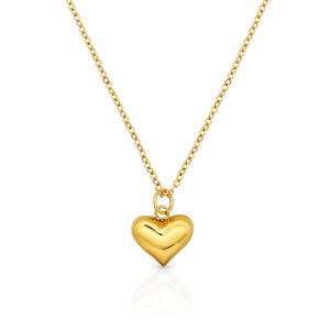 Love You More Heart of Gold Puff Necklace