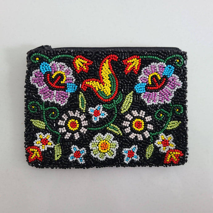 Tiana Designs Beaded Coin Purse - Black Multi Floral