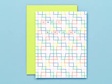 Load image into Gallery viewer, My Darlin&#39; Wavy Rainbow Grid Happy Birthday Card